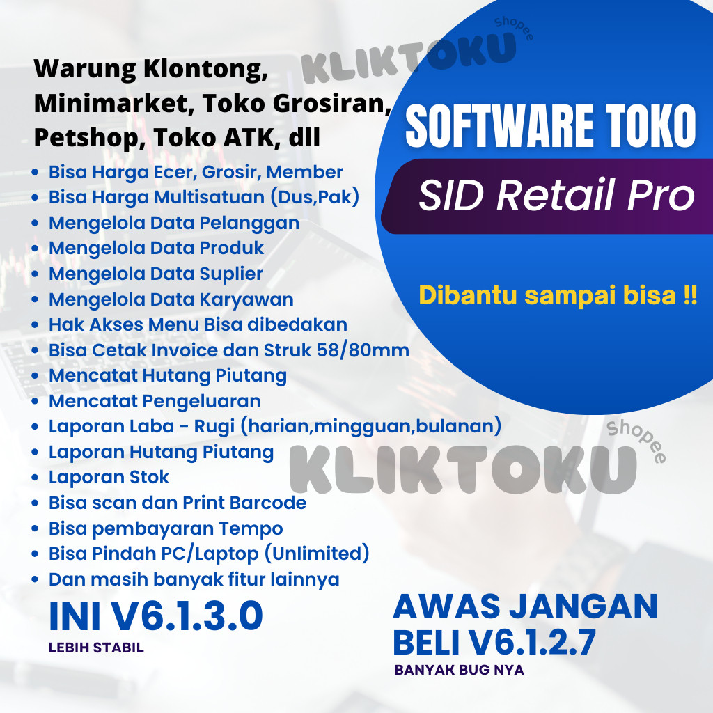 Aplikasi Kasir SID Retail PRO Unlimited PC/Laptop V.6.1.3.0