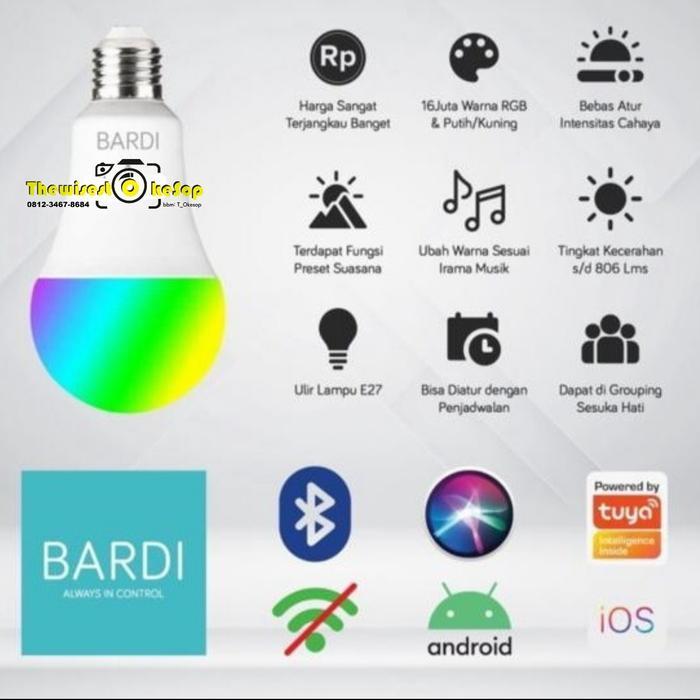 BARDI BLUETOOTH 9W RGBWW Smart LED Bulb Bohlam Lampu Pintar no Wifi - FS 9w Bluetooth