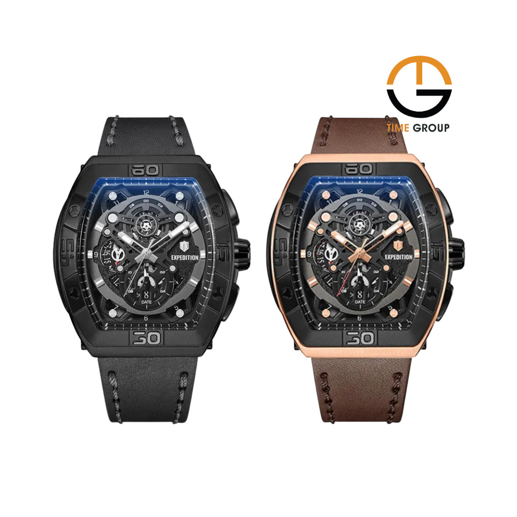 JAM TANGAN PRIA EXPEDITION E 6800 E6800 MCL ANALOG LEATHER STRAP ORIGINAL