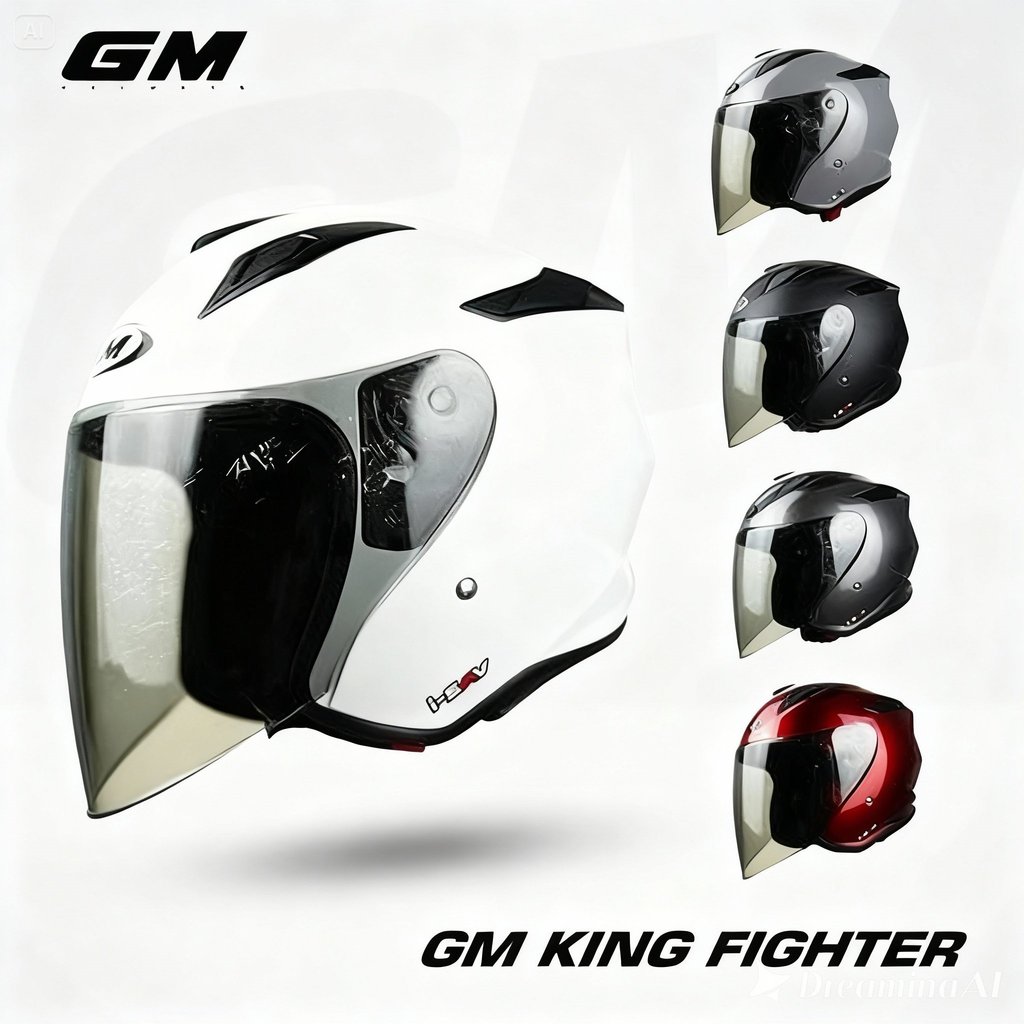 Helm Gm King Fighter Solid Helm Half Face Sni Original
