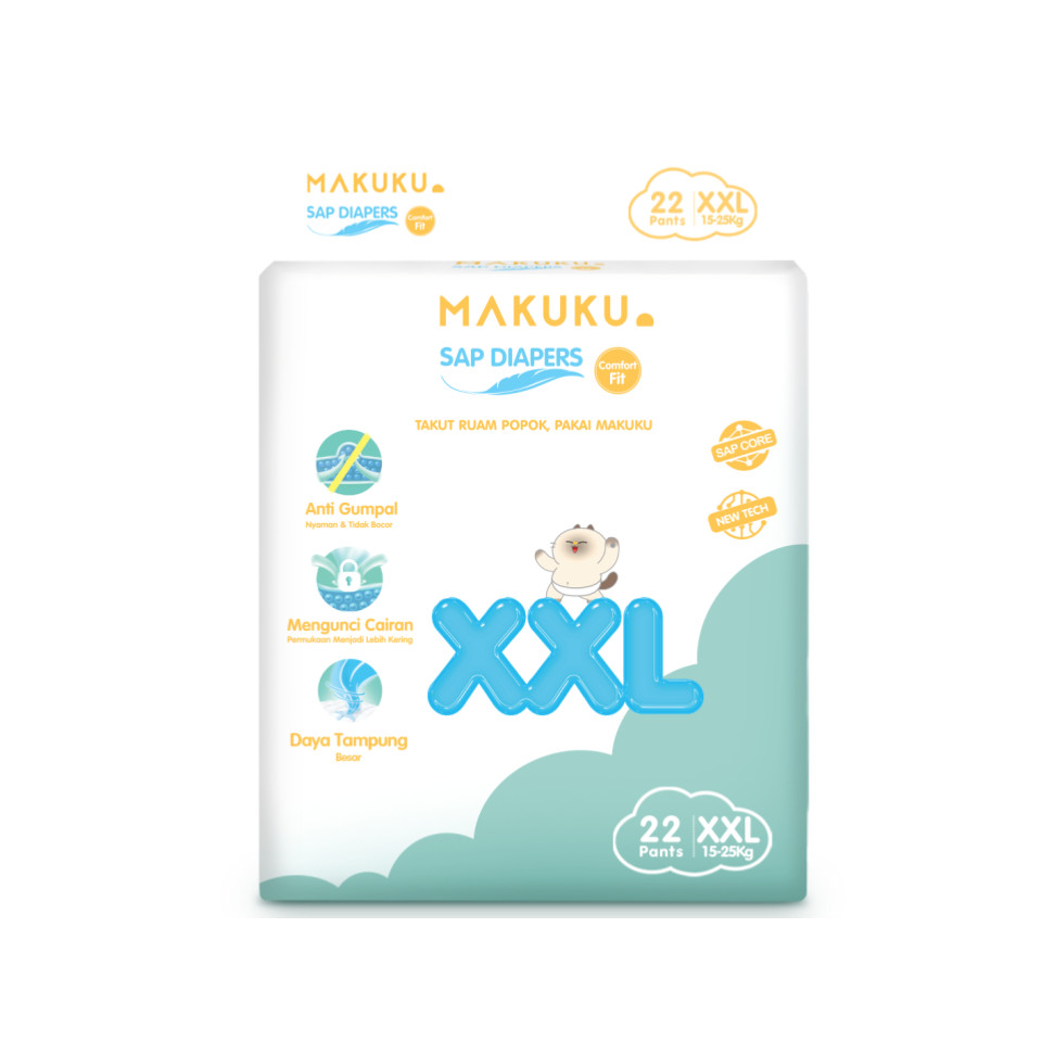 Makuku Popok Bayi Air Diapers Comfort Fit Pants Xxl 22 Pcs