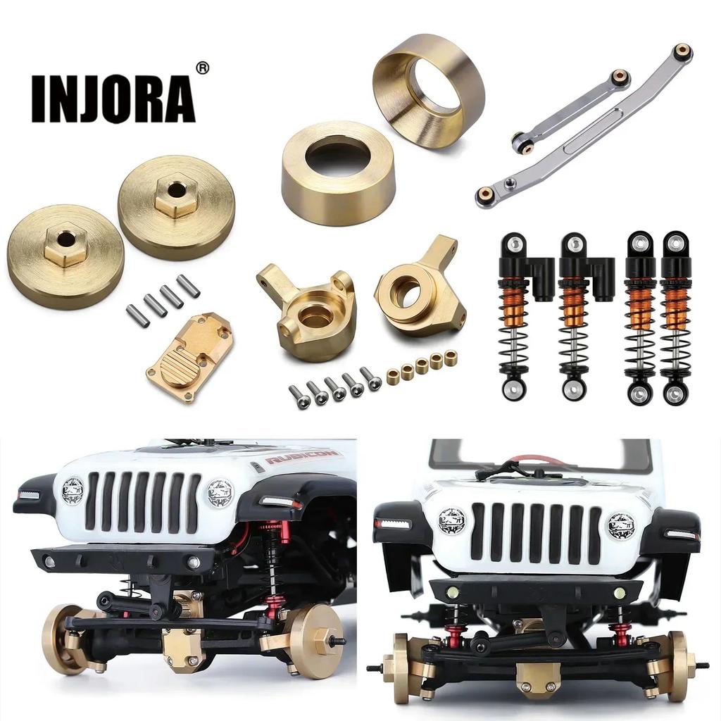 INJORA Brass Counterweight Steering Knuckles Wheel Hex Shock Absorber Axle Cover For RC Crawler Car 