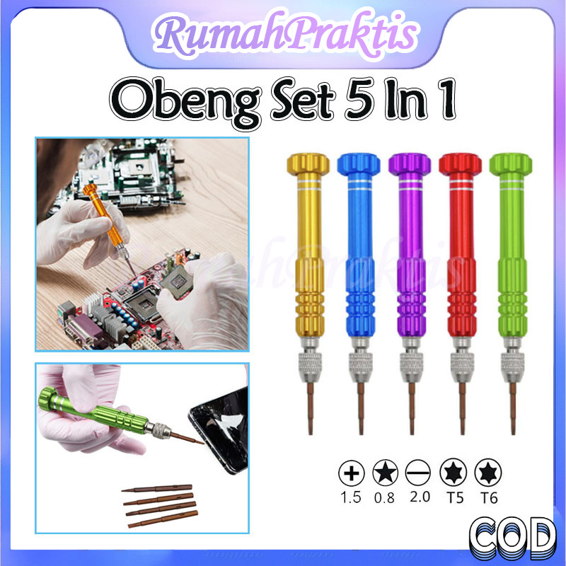 obeng reparasi hp magnetik set 5 in 1/perkakas obeng/screwdriver jam tangan ponsel obeng.
