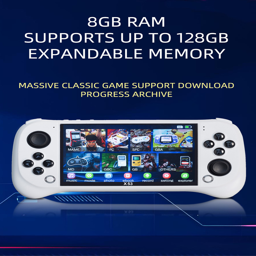 Children's Game Console X53 Handheld Game Console HD 5.1 Inch Large Screen Retro Music Video Playbac