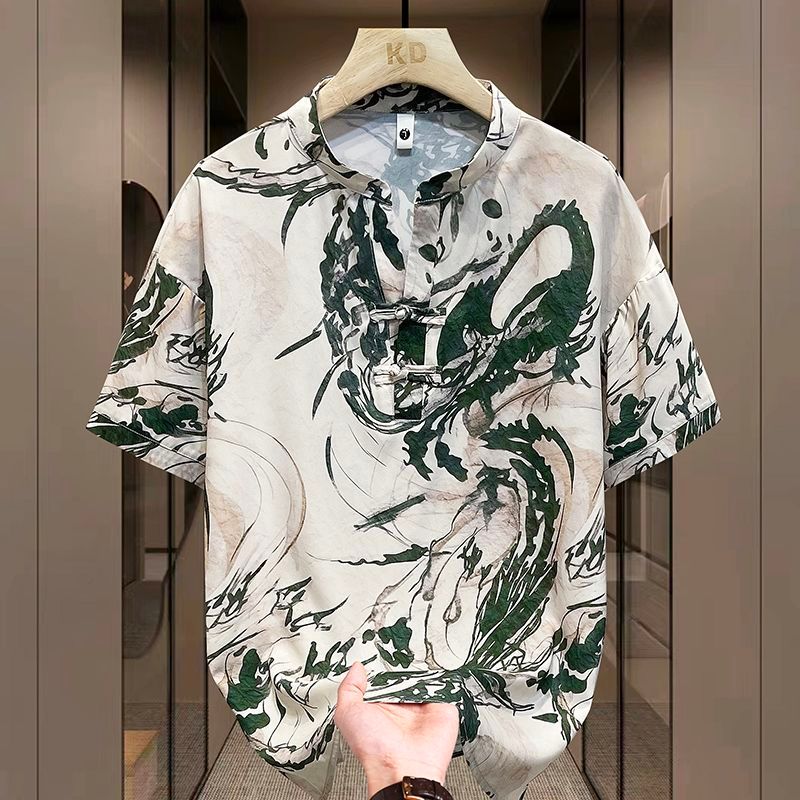 Kaos Lengan Pendek Pria Baru Kaos Atasan Sutra Es Pria