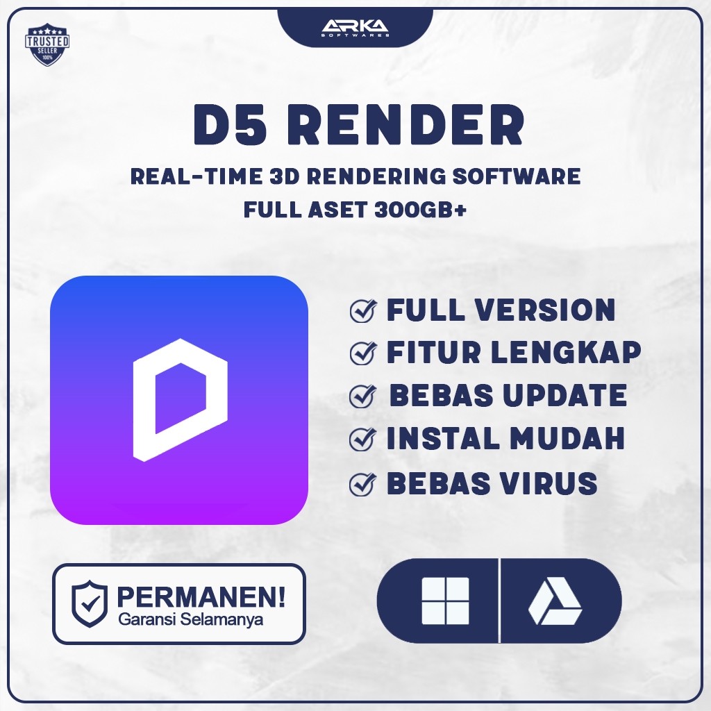 D5 Render 2026 Full Version Lifetime Full Asset Library Software Rendering Arsitek PC
