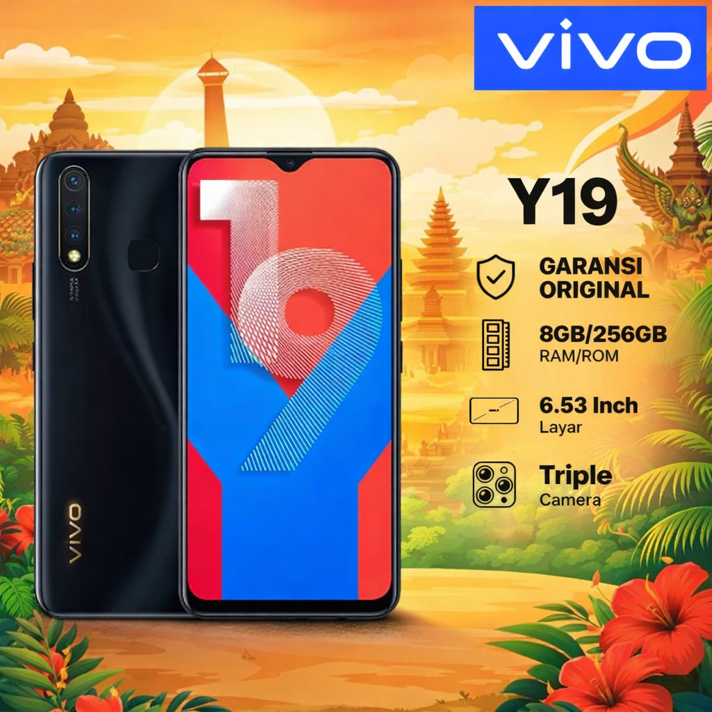VIVO Y19 RAM 8GB ROM 256GB Layar Besar 653 FullView  Garansi Toko 1 Tahun