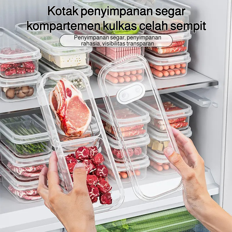 Tahan Lama / Bening / Hemat Ruang Kotak Penyimpanan Makanan Organizer Kulkas Transparan - Tupperware