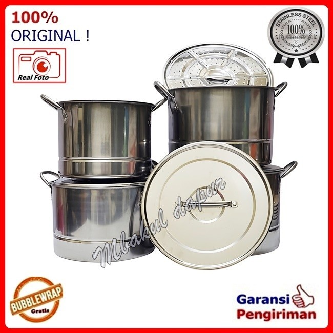 Panci Stainless Tinggi Plus Steamer Panci Liwet Nasi Dandang Kukus  Nasi Stockpot  Stainless