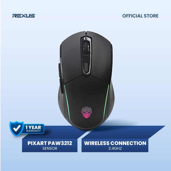 [Exclusive Shopee] Rexus SH10 Mouse Gaming Wireless Rechargeable Baterai RGB