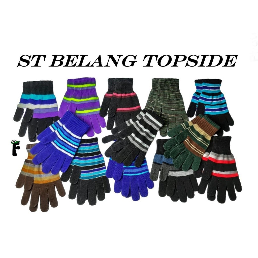Sarung Tangan Motor Rajut Wanita Motif Belang Topside/Sarung Tangan Motor Wanita Rajut Belang