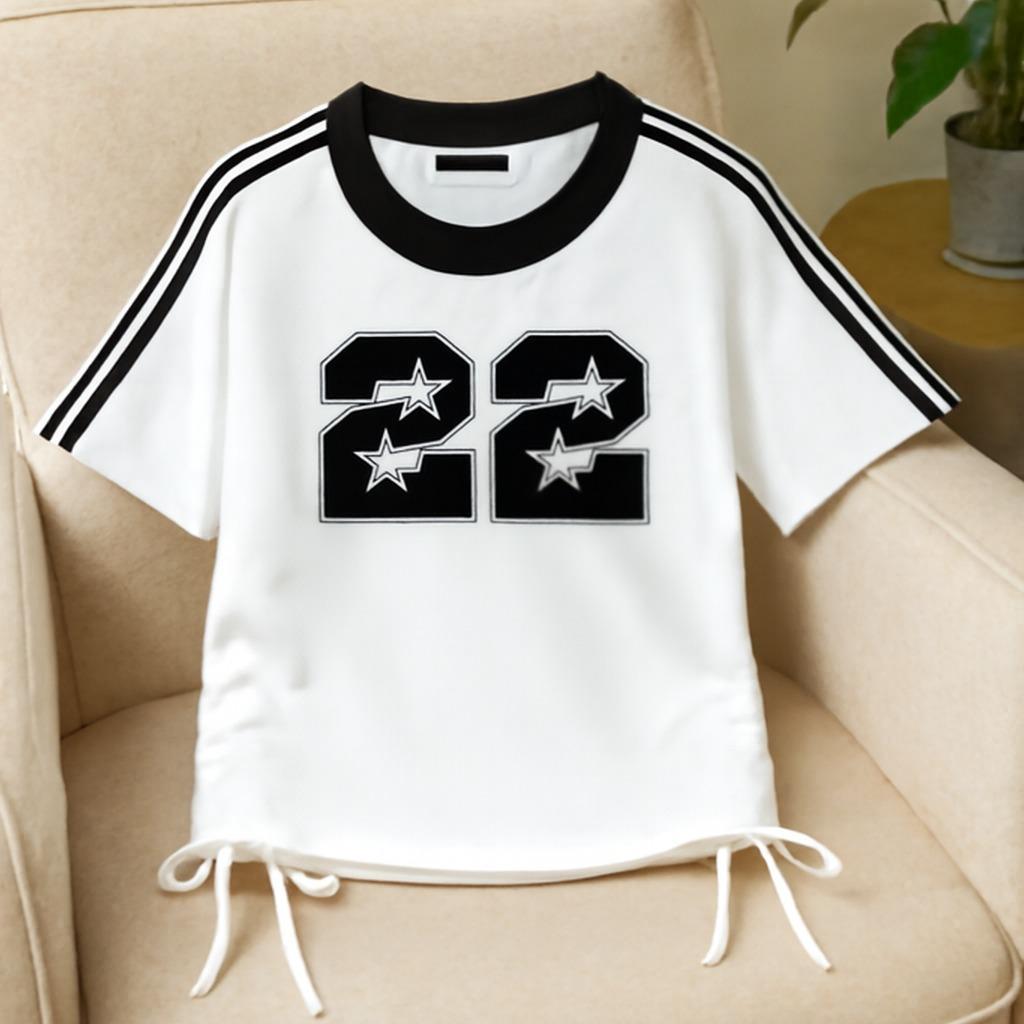 ALLIN - Serut Strip Pakaian Anak Wanita Umur 1-10 Tahun Angka 22 Premium 24S Tebal Lembut Kaos Garis
