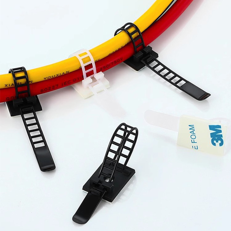 25pcs Kabel Ties Nylon Penjepit Kabel Zip Cable Organizer  Kabel Tempel Tembok Skrup Perekat  3M Tem