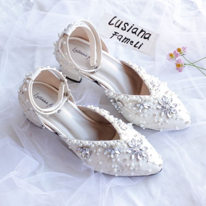 khalila shoes   | heels pengantin Selop wanita Sepatu wedding tali sepatu custom heels payet pengant