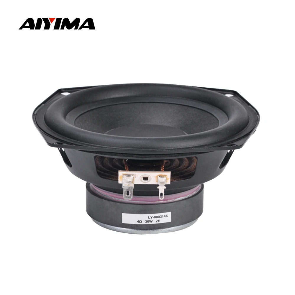 AIYIMA 1Pcs 5.25 Inch Subwoofer Speaker 4 Ohm 30W Rubber Side Woofer Super Bass Speaker For Bookshel