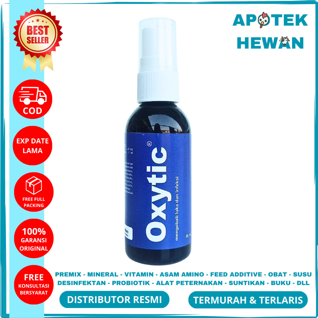 OXYTIC Spray Medion 60 ml - Obat Luka Infeksi Hewan Ayam Sapi Kambing Domba - Obat Luka Hewan Sempro