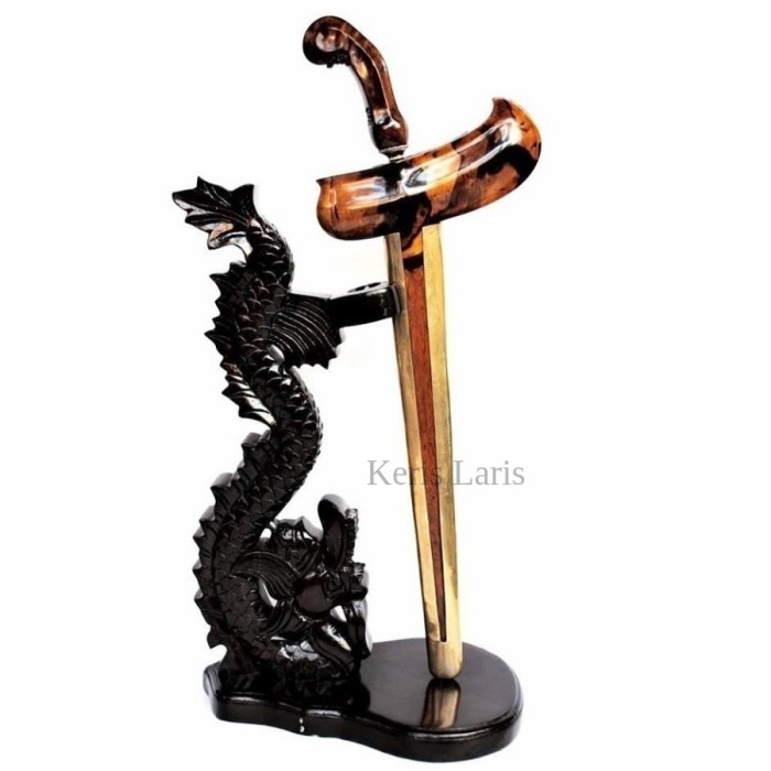 Jagrak Stand Keris Ukiran Naga Plitur Hitam KL1