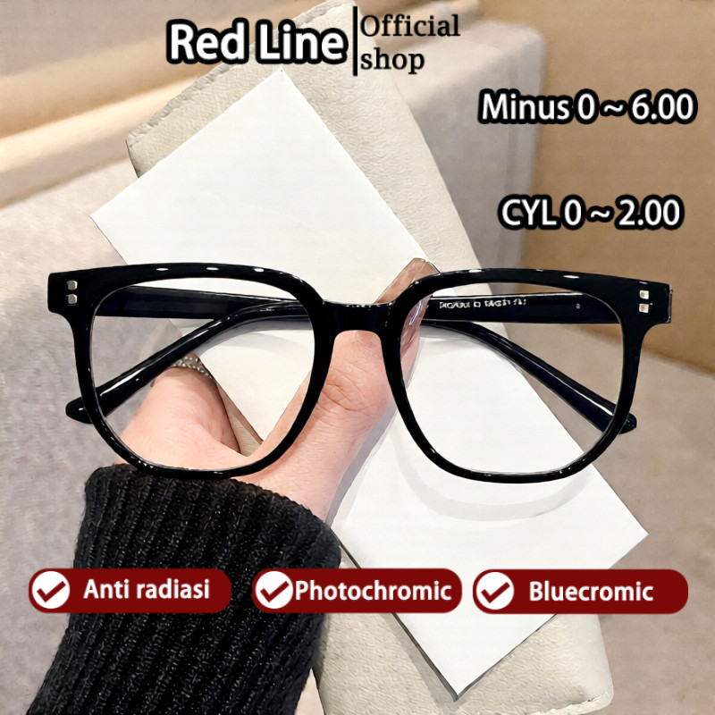Red Line Kacamata Minus Pria Wanita Anti Blueray bingkai besar Frame Retro Frame TR90 High Quality M