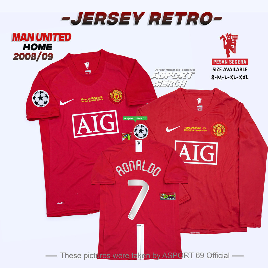 ASPORT ASPORT MAN UNITED RETRO HOME 2007 2008  MU FINAL MOSCOW RETRO 07 08