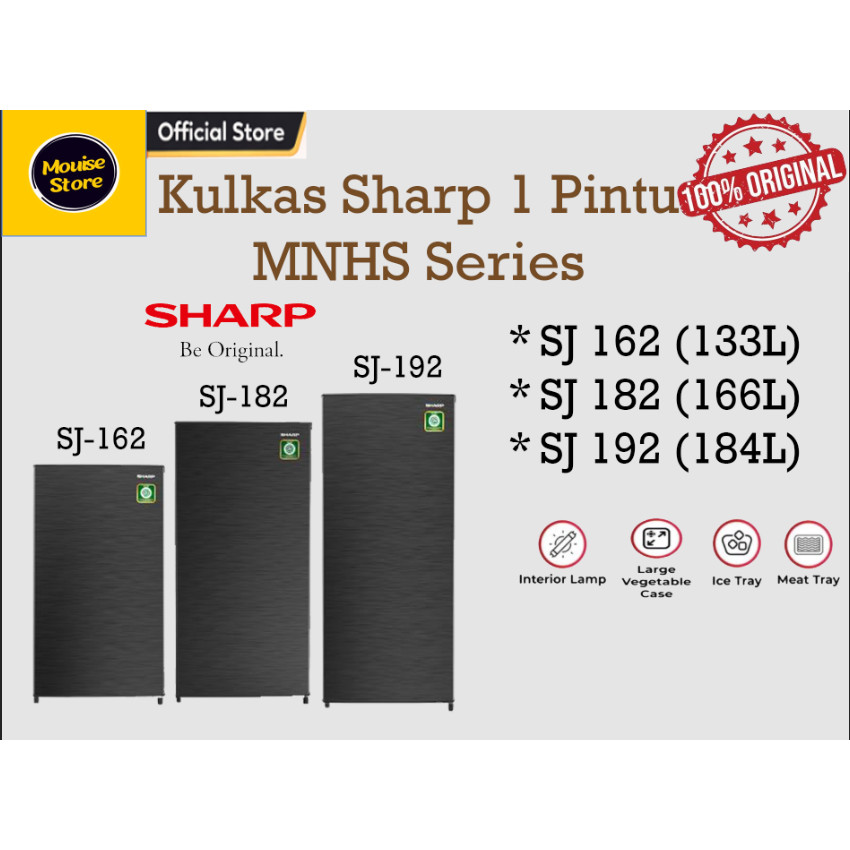 Kulkas Sharp 1 Pintu - SJ162NHS/SJ182NHS/SJ192NHS Kirei