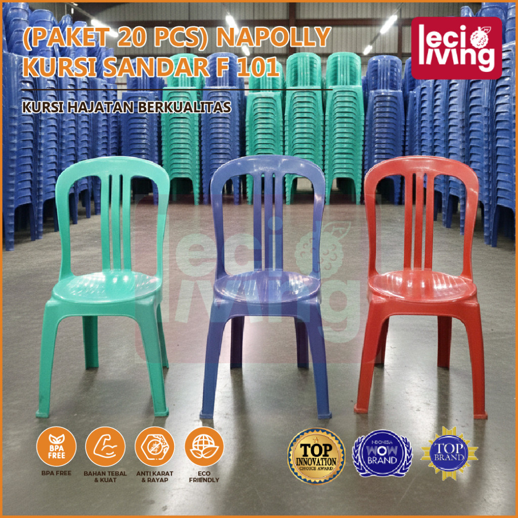 (PAKET 20 PCS) NAPOLLY KURSI SANDAR F 101 - Kursi Sandar Plastik / Kursi Hajatan / Kondangan