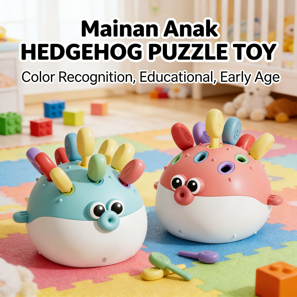 Toy Hedgehog Puzzle Mainan Edukatif Untuk Bayi Usia Dini, Mengenali Warna Digunakan