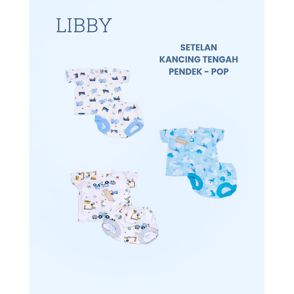 Libby Baby Setelan Baju Pendek Newborn Celana Pop