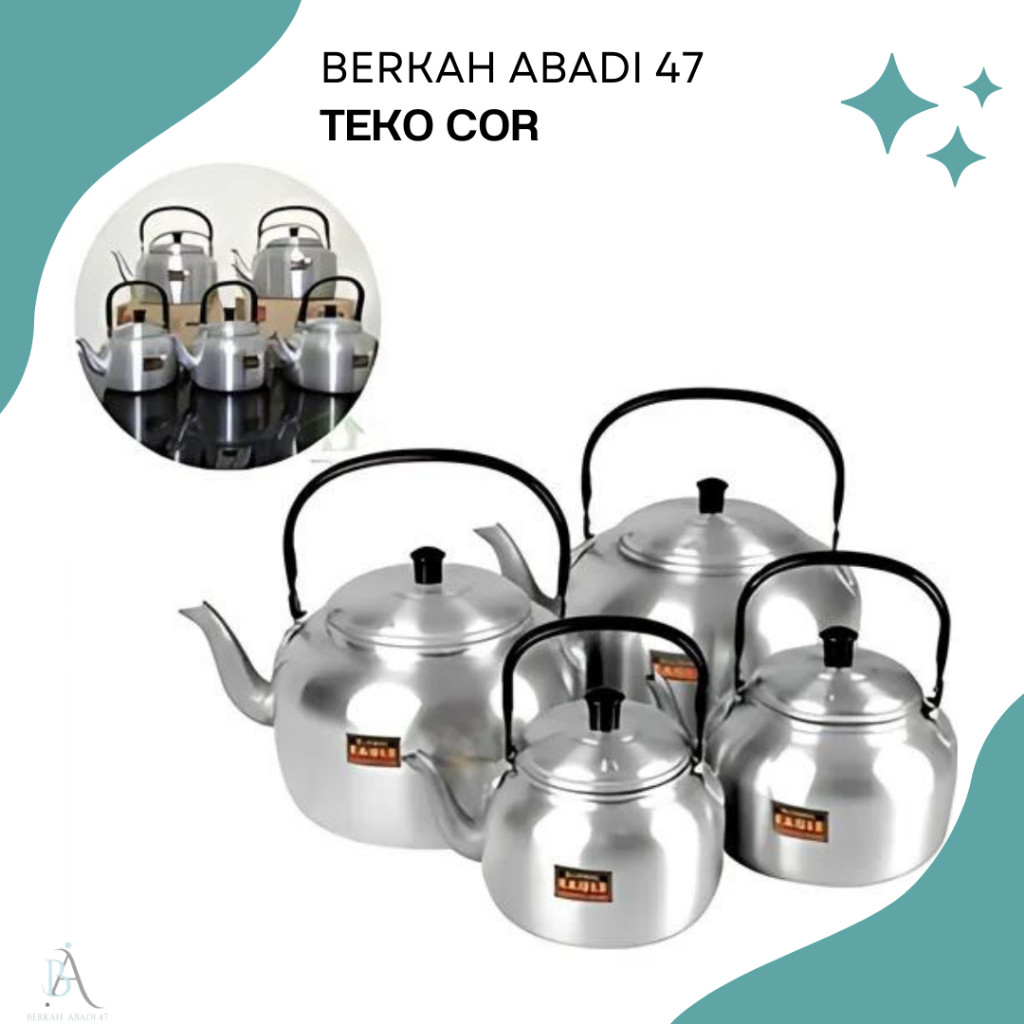 Teko Air Minum Cor Global Eagle Gagang Hitam Bahan Alumunium Ukuran 16, 18, 20, 22, 24, 26, 28/ Cere