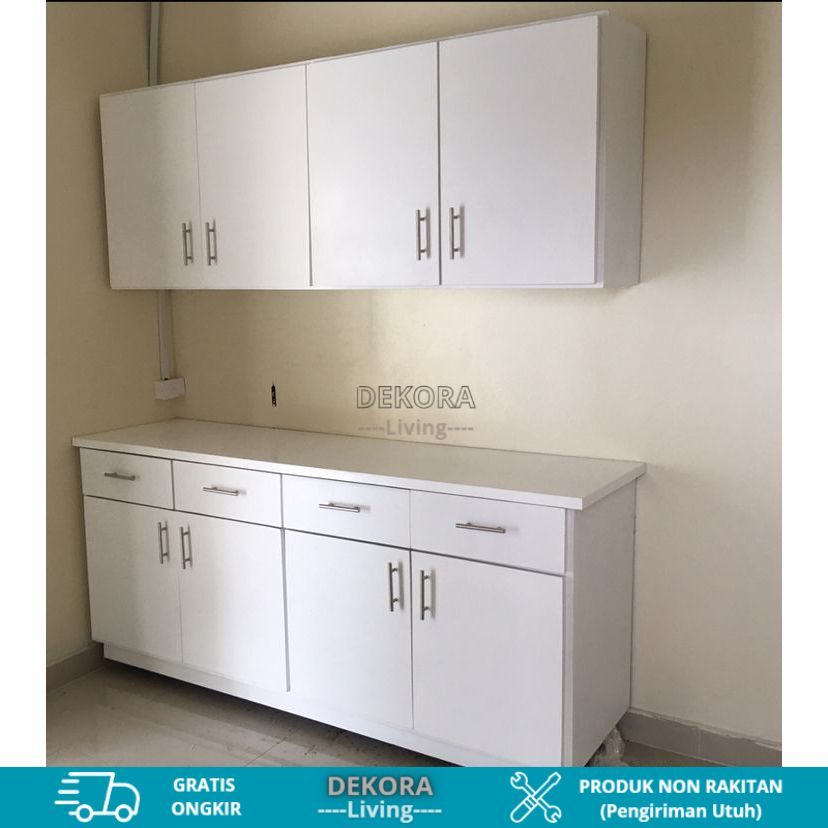 Kitchen Set Minimalis Modern Full Set Atas dan Bawah Varian Ukuran - Non Rakitan dan Bisa Custom - R