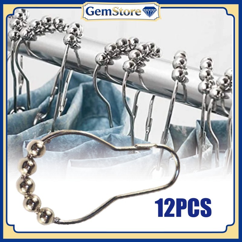 12PCS/Set Cincin Gorden Kamar Mandi Anti Karat Stainless Steel Untuk Tirai Shower Dan Partisi Air Ri