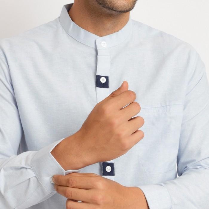 Baju Koko Pria Atasan Muslim Lengan Panjang Warna Biru Langit BK204122 - XXL