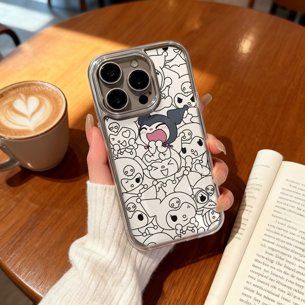 Cute Jester Characters Pattern Case Casing Ponsel Bening Bingkai Warna Solid Pelapisan Mewah Kompati