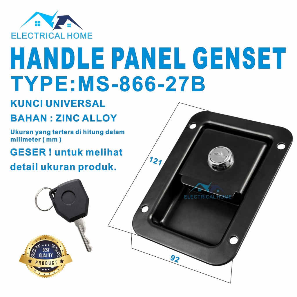 Kunci Handle Lock Panel Genset / Door Lock Genset (121x92mm) 27B