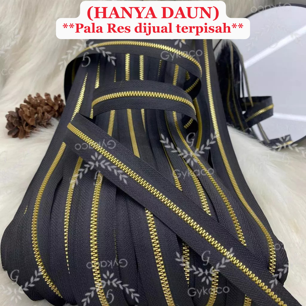 Daun Resleting No. 3 BESI (2 Arah) EMAS MUDA - Aksesoris Tas (IMPORT)