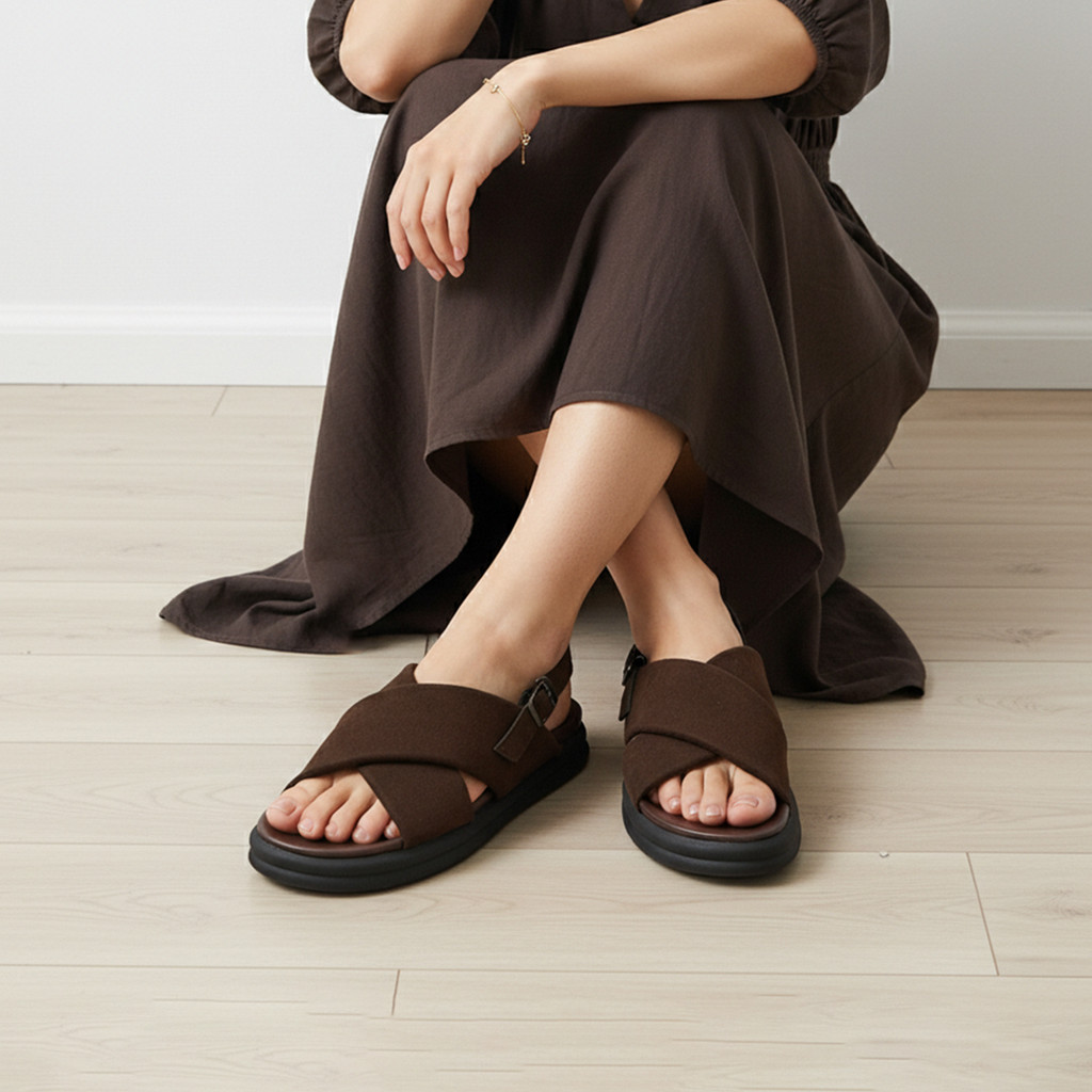 MIMOSABI - Sandal Wanita Platform Tali Belakang Suede | Carla