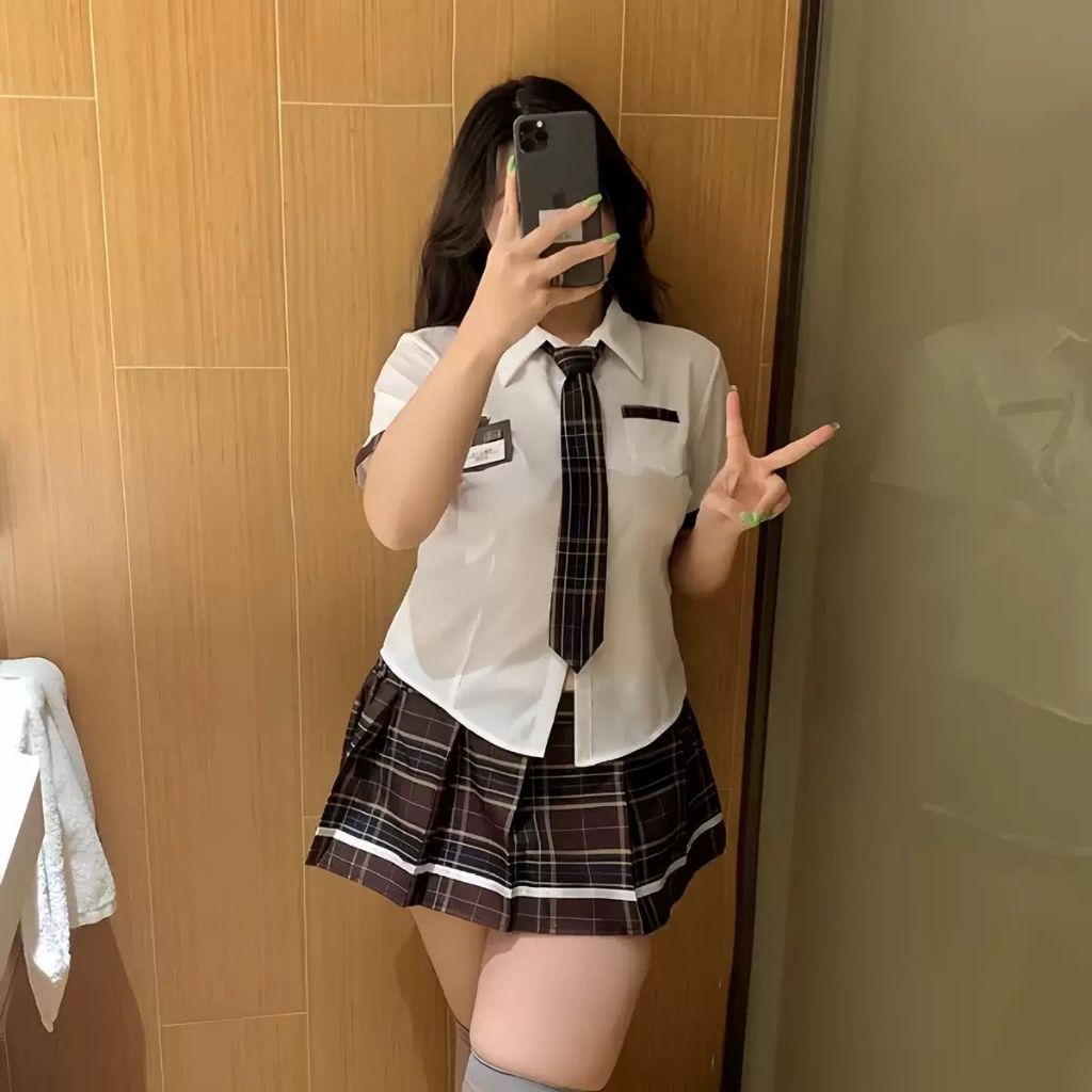 (citra0444) VANESA - One Set Baju Kemeja Rok Sexy Lingerie Cosplay Kostum Sekolah Seksi Pelajar Sera