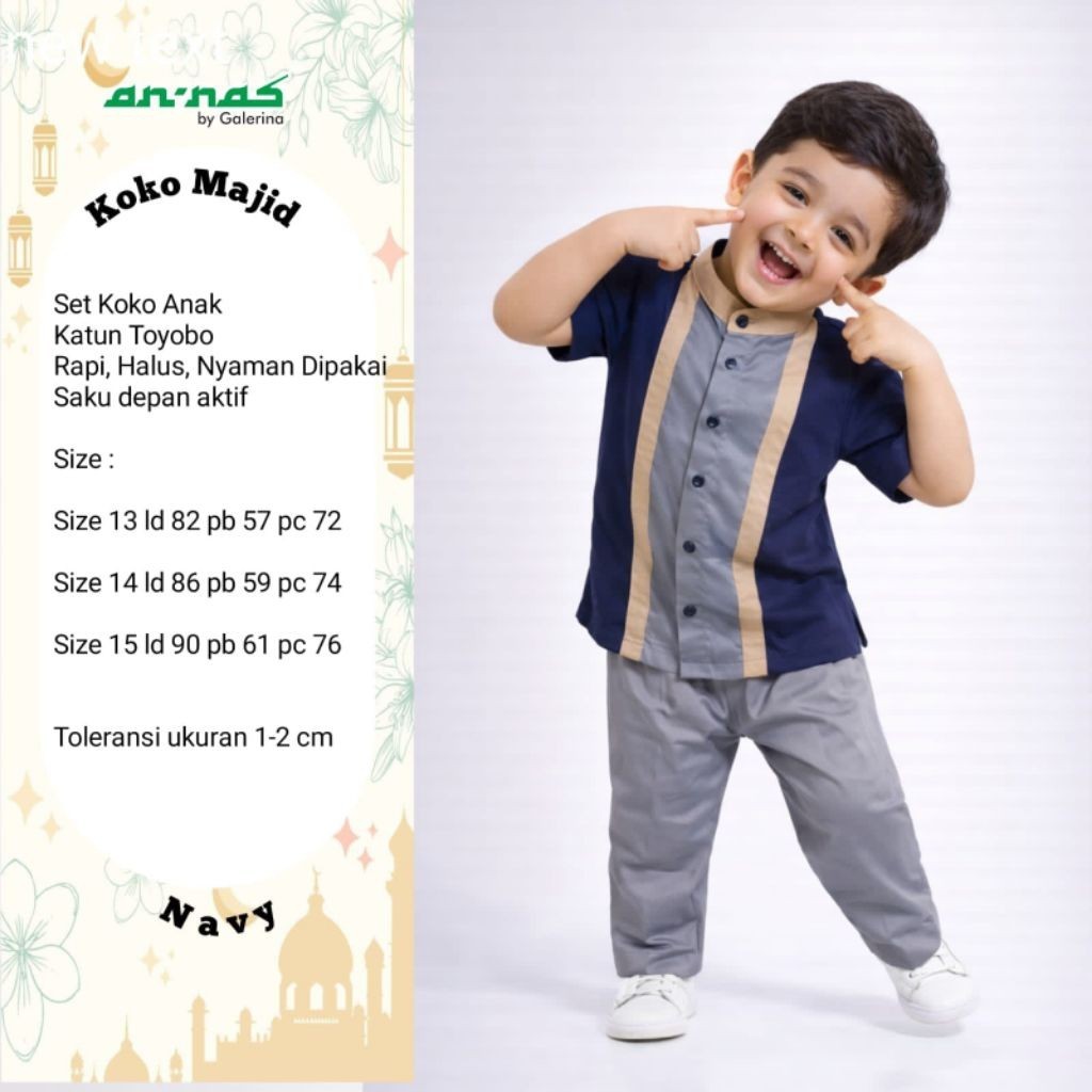 0102    Majid setelan kemeja koko dan celana muslim anak laki-laki by Annas