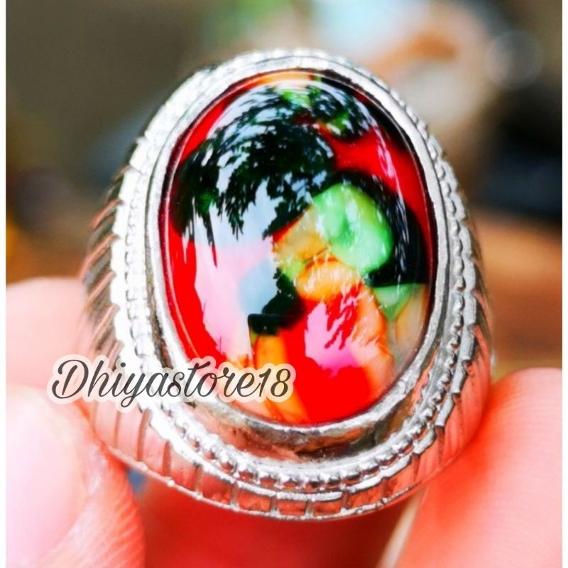 Batu Permata Natural Batu Akik Pancawarna Edong Asli Crystal Termurah