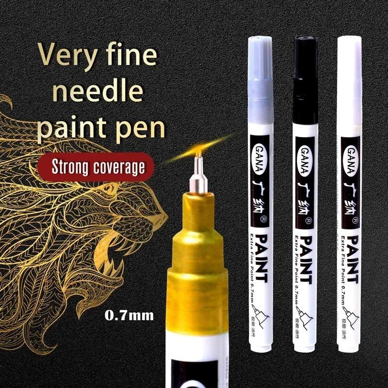 4Pcs/set Oil Based White Black Permanent Paint Markers Pens 0.7mm Extra Fine Waterproof, for Rock Pa