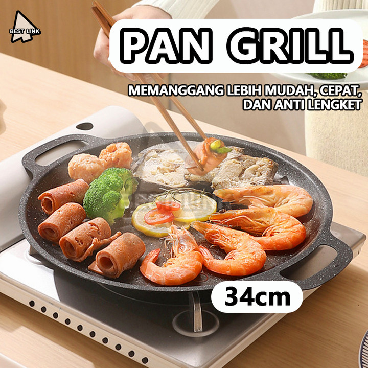 wajan anti lengket teflon anti lengket Grill Anti Lengket/Alat Grill Panggangan BBQ Bulat Kompor
