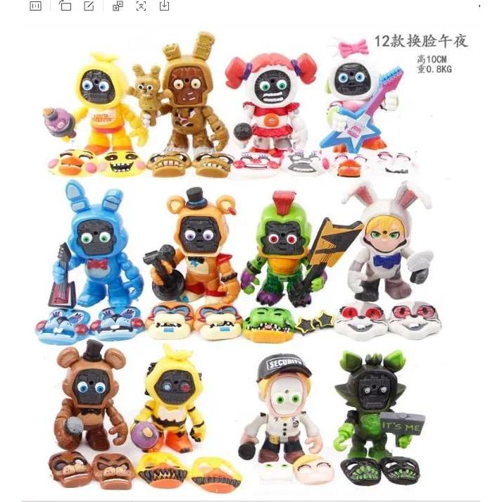12pcs/set FNAF Figures Freddy Face angeable Action Figure Toys