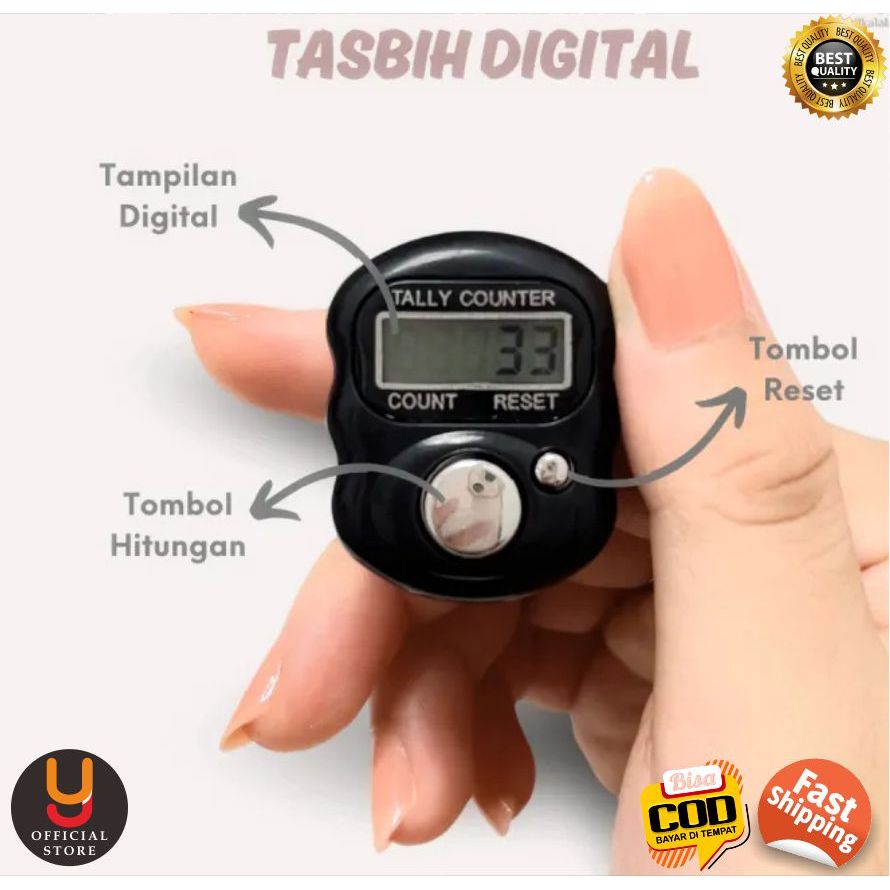 Counter Tasbih Digital Jari Mini Counter Wirid Tali Tasbeh Ibadah