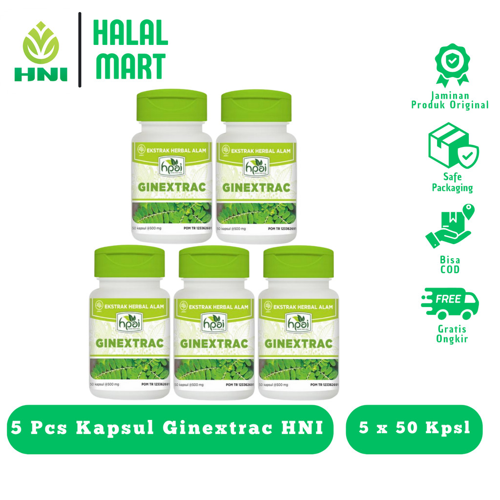 5 Pcs Kapsul Ginextrac HNI HPAI Obat Batu Ginjal Alami - Pelancar Urin & Kesehatan Ginjal