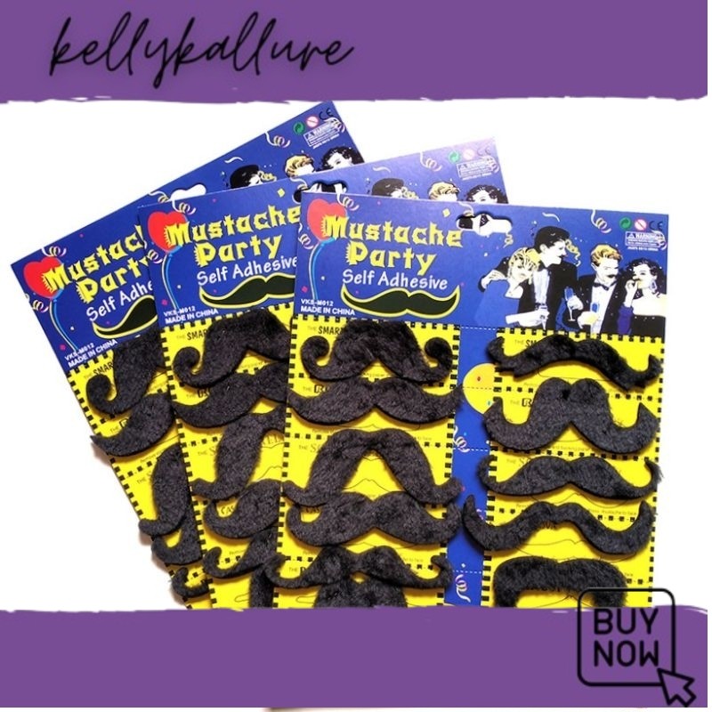 NEW PRODUKK Kumis Palsu Besar KUSTOM isi 12pcs untuk Properti/Mainan/Pesta (Kumis Palsu Pria / Kumis
