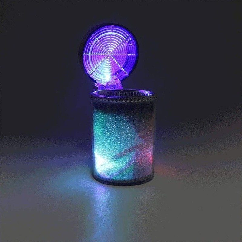Car ashtray with LED light, exhaust cigarette cigar ashtray container ashtray cigarette cup holder, 