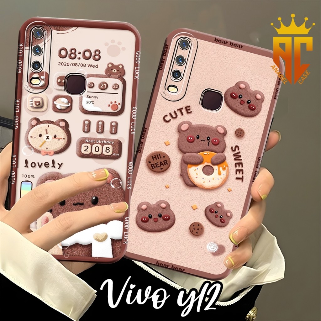 SOFTCASE VIVO Y12 Y12I Y15 Y17 Y19 Y30 Y30I Y50 Fashion Case Motif Bear Brown Cute- Case Vivo - Case