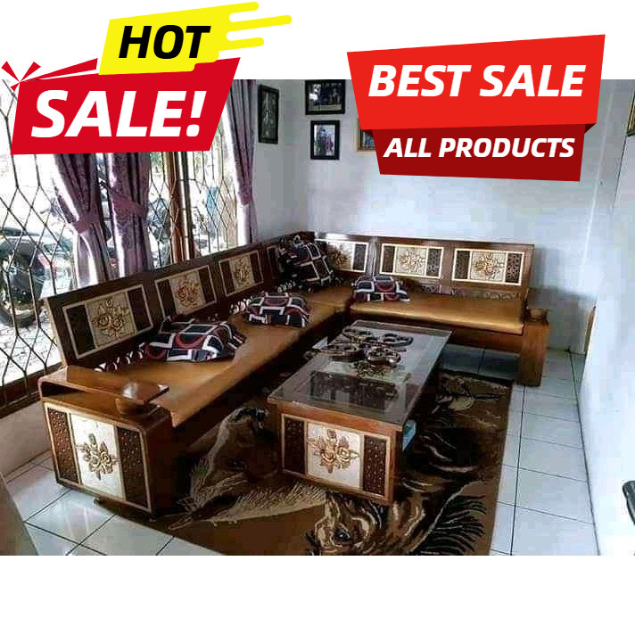 Kursi Sudut Kayu Jati | Set Kursi Tamu Jati | Kursi Sudut Minimalis | Kursi Pojok L | Furniture Jepa