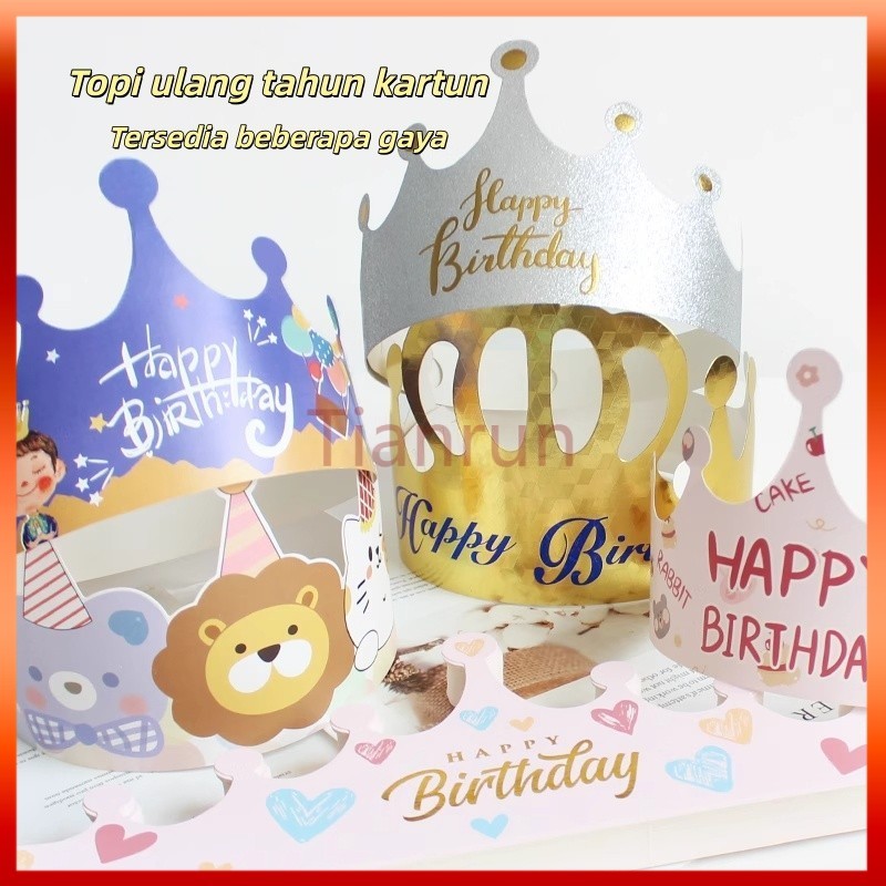 Topi Ulang Tahun Kartun Anak-anak / Topi Mahkota Dekorasi Pesta / Topi Kue Lucu untuk Anak Laki-laki