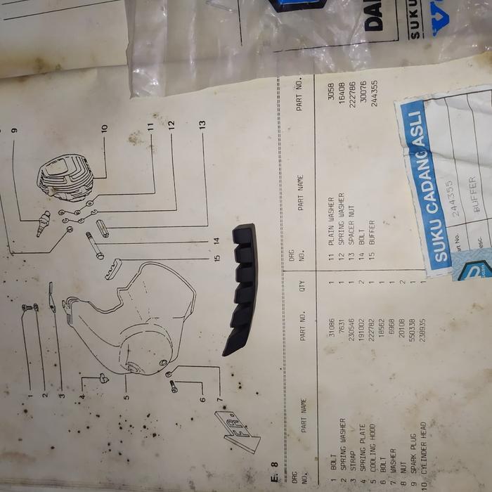 Karer Buffer Di Head Blok Vespa Corsa ORI Nos