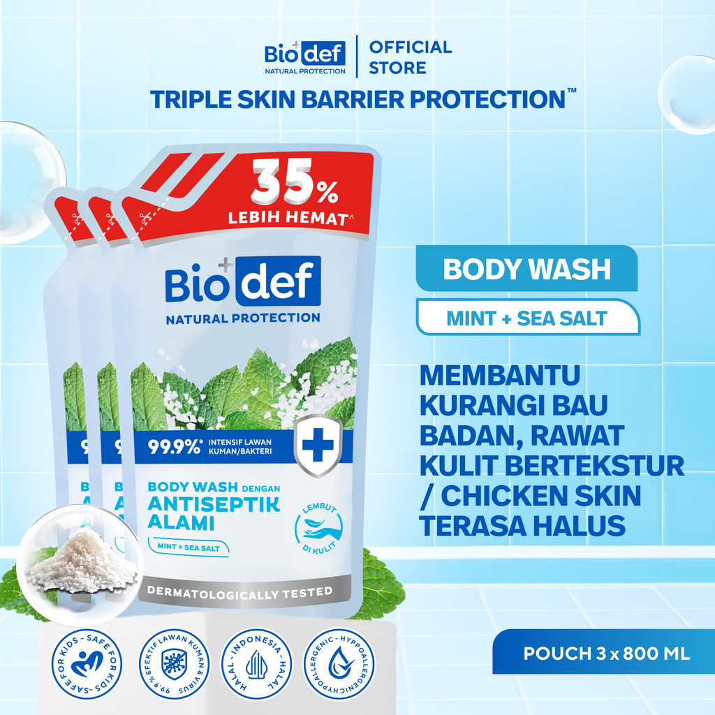 [CREATOR'S CHOICE] Biodef Antiseptik Natural Body Wash 800mL x 3pcs  | Gentle Body Wash PH Balance 5